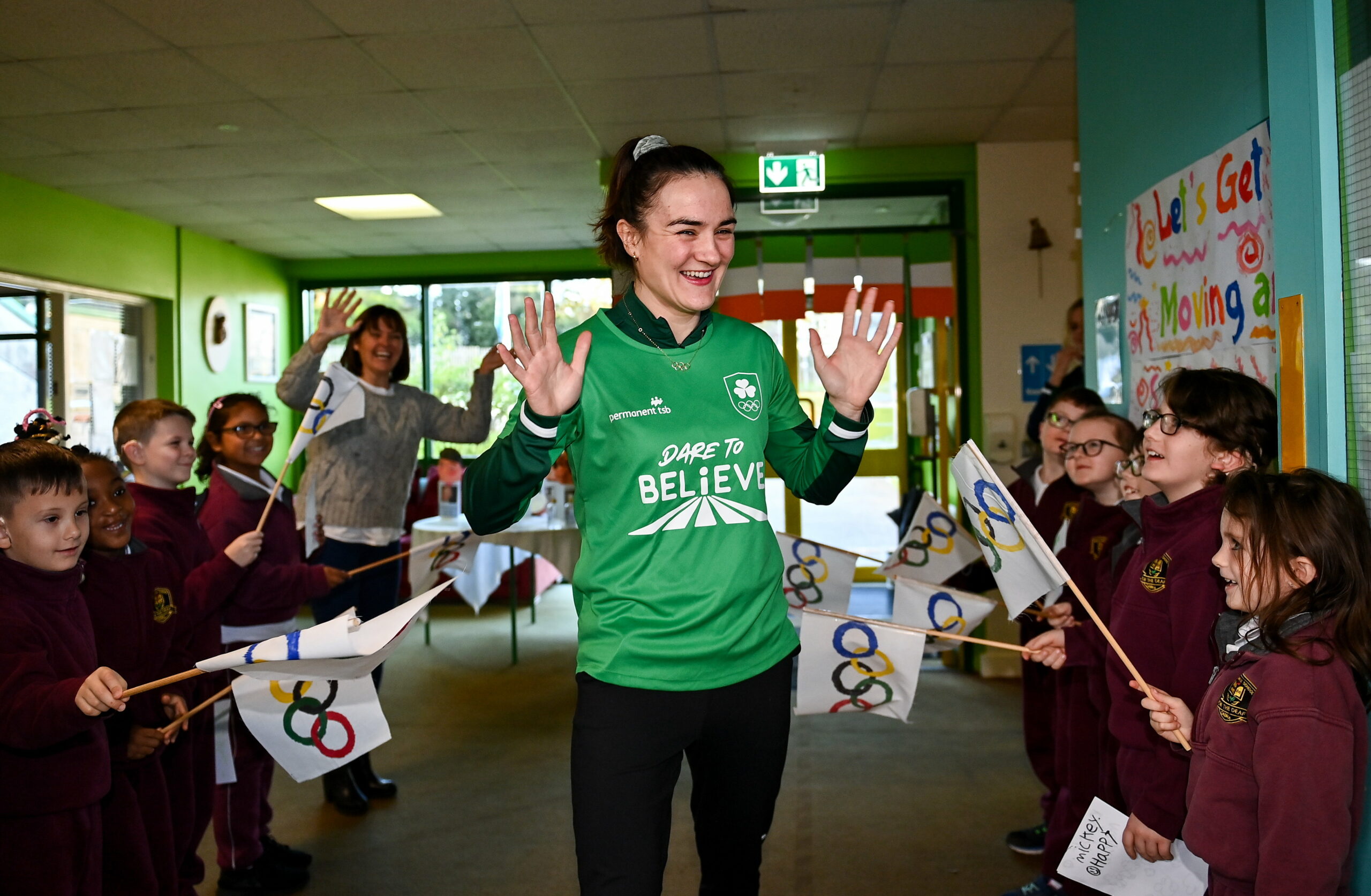 Kellie Harrington at Holy Family School for the Deaf in Cabra Dublin
